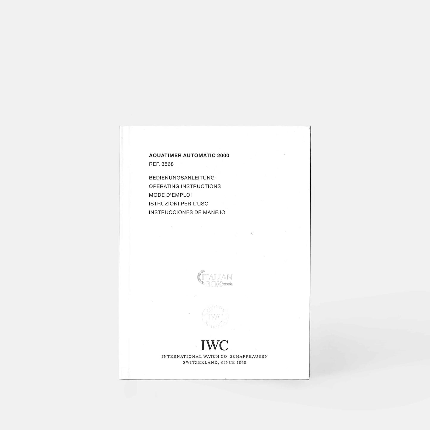 IWC Aquatimer Automatic 2000 Booklet - ref. 3568
