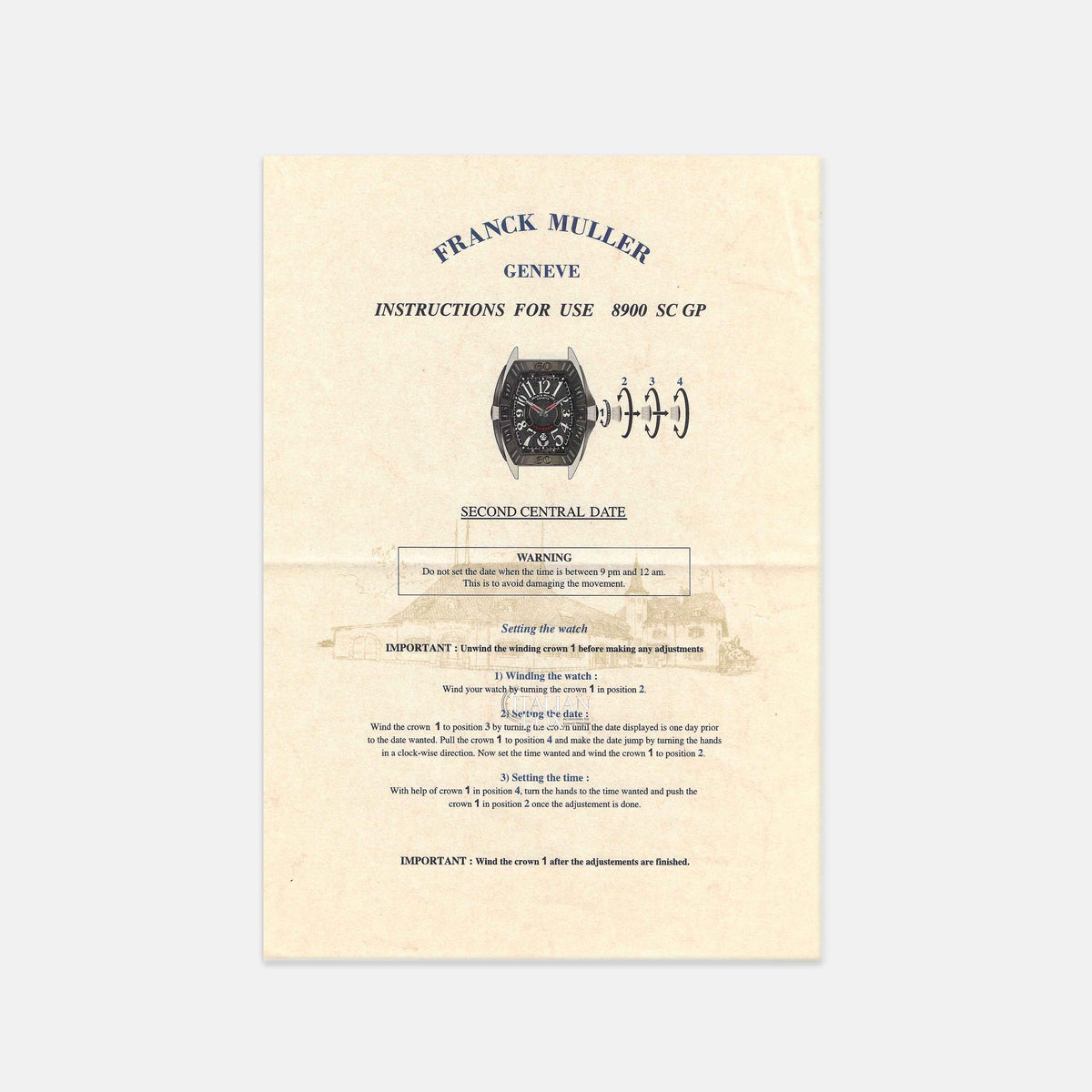 Franck Muller Second Central Date Booklet