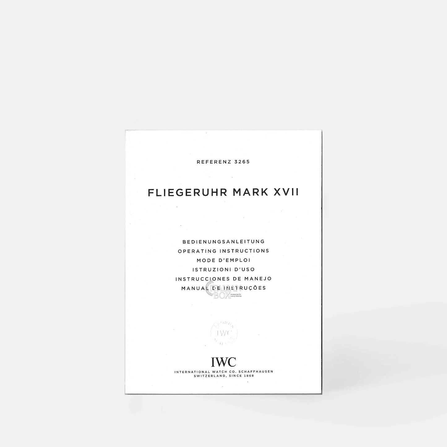 IWC Fliegeruhr Mark XVII Booklet - ref. 3265