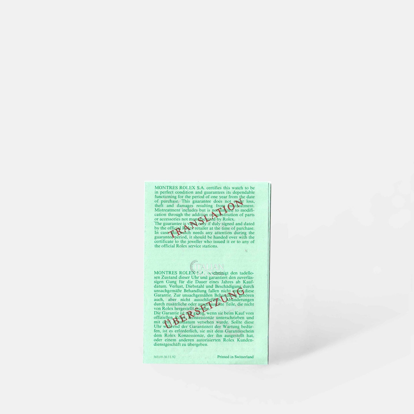 Rolex Translation Booklet