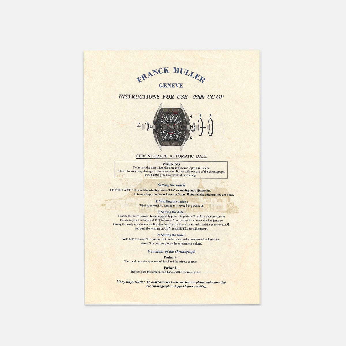 Franck Muller Chronograph Automatic Date Booklet