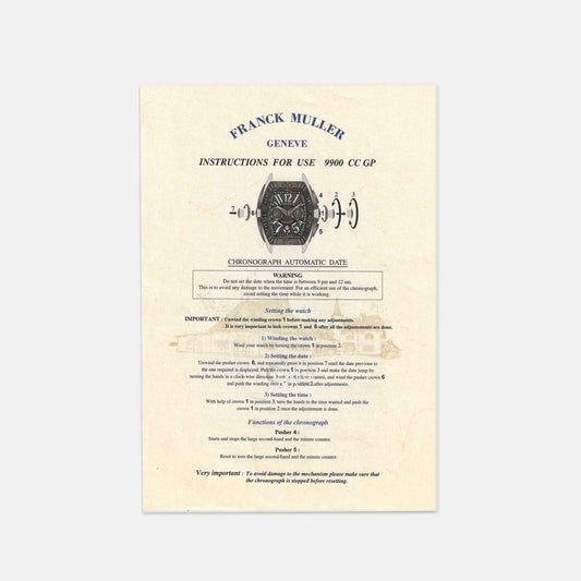Franck Muller Chronograph Automatic Date Booklet
