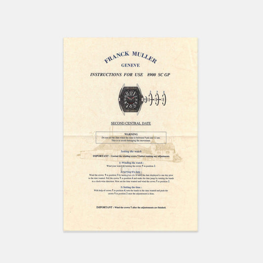 Franck Muller Second Central Date Booklet