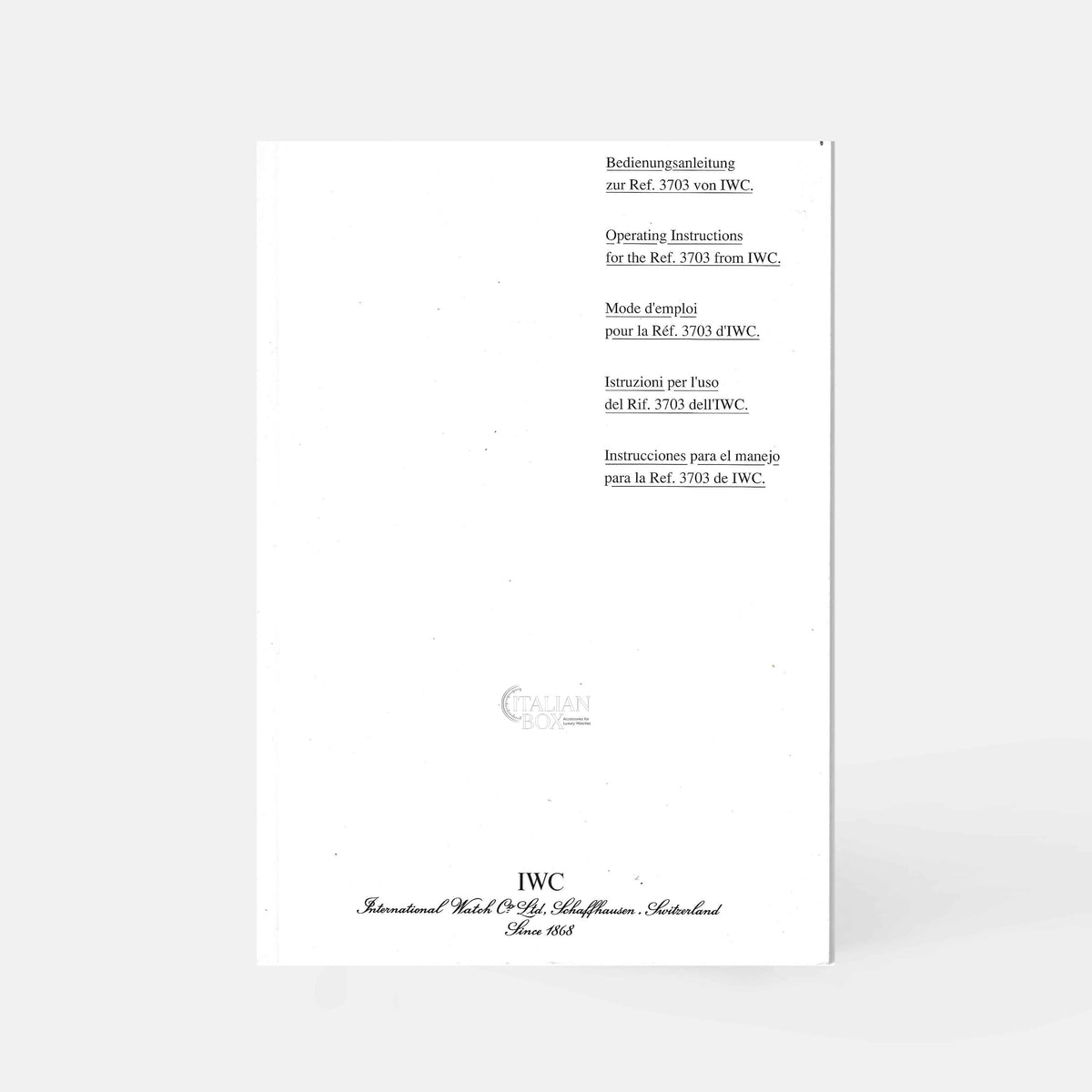 IWC Portofino Amalfi Chronograph Booklet - ref. 3703 (1992)