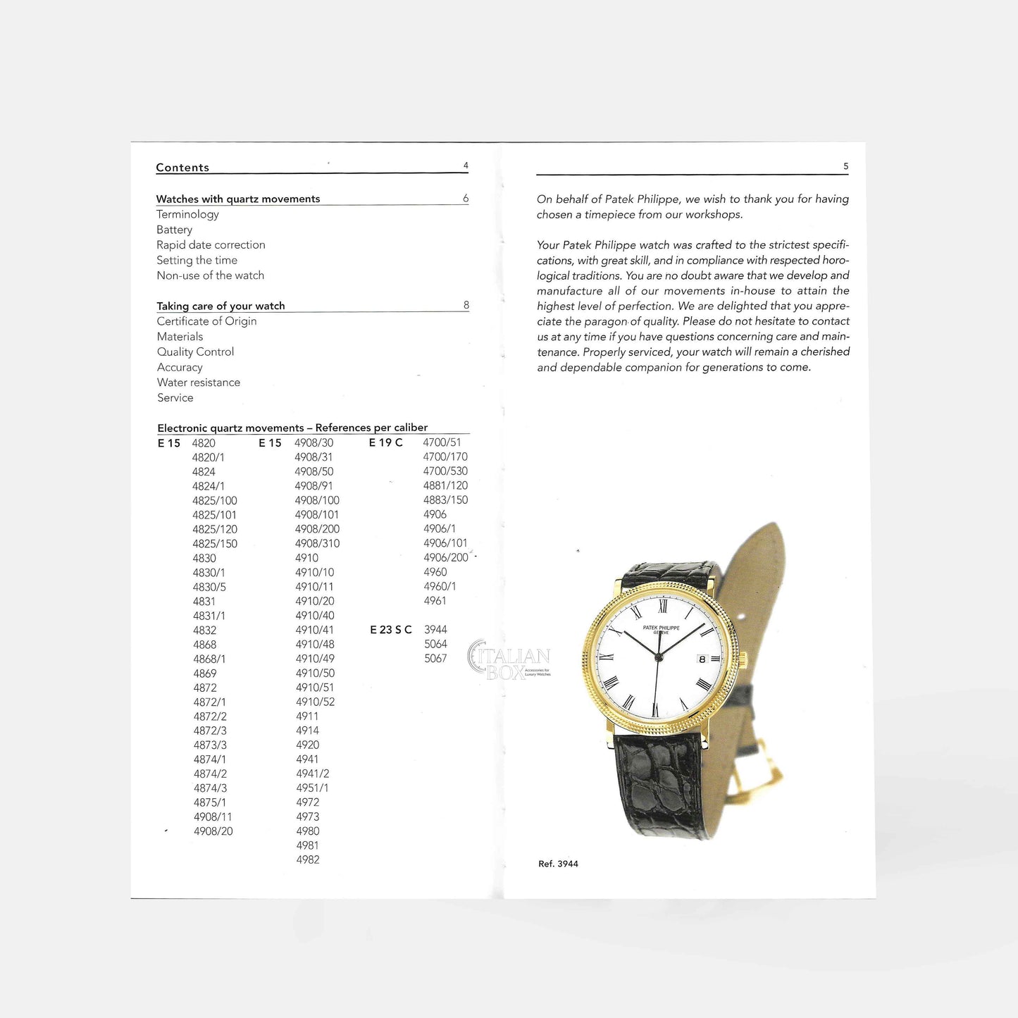 Patek Philippe Quartz Movements Booklet (2006-2008)
